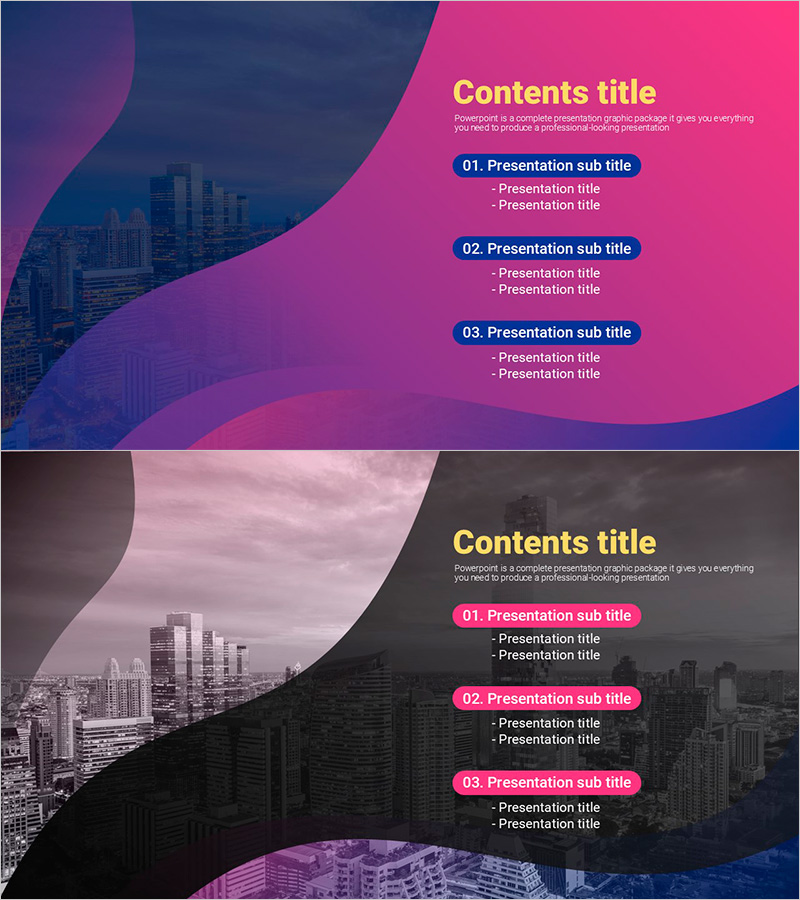 곡선 테마 보라색 템플릿 목차