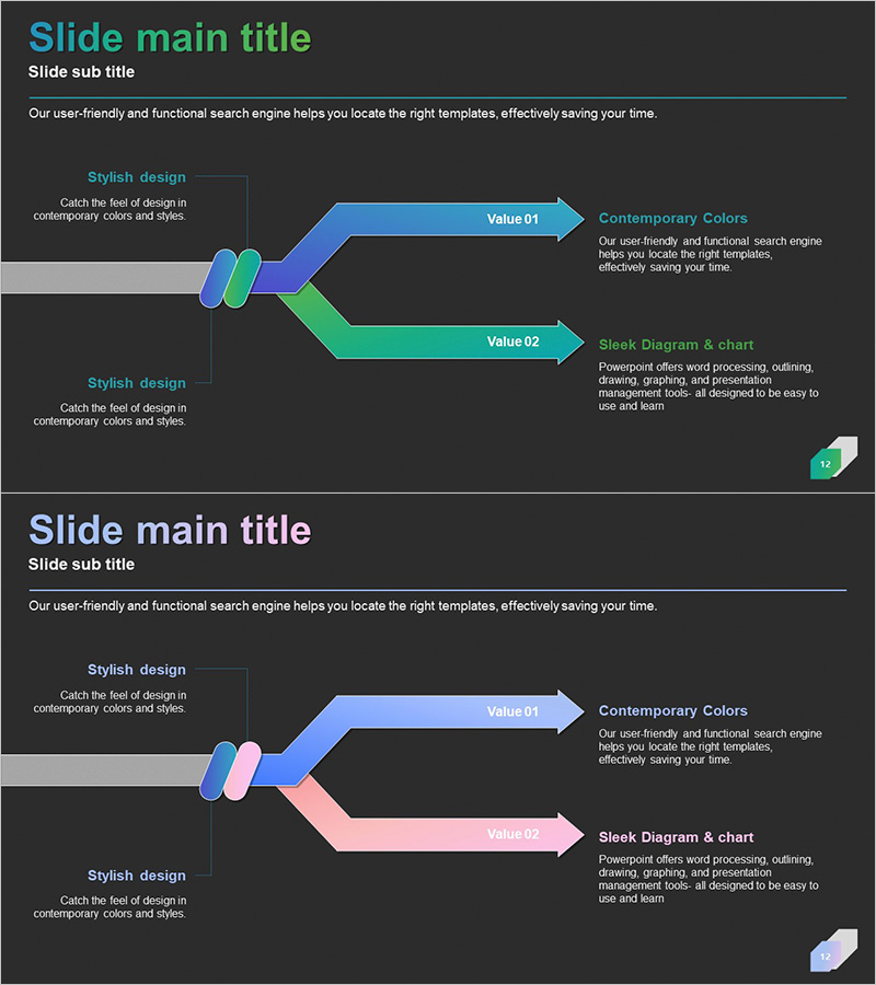 화살표 목표 다이어그램으로 전략적 흐름 시각화