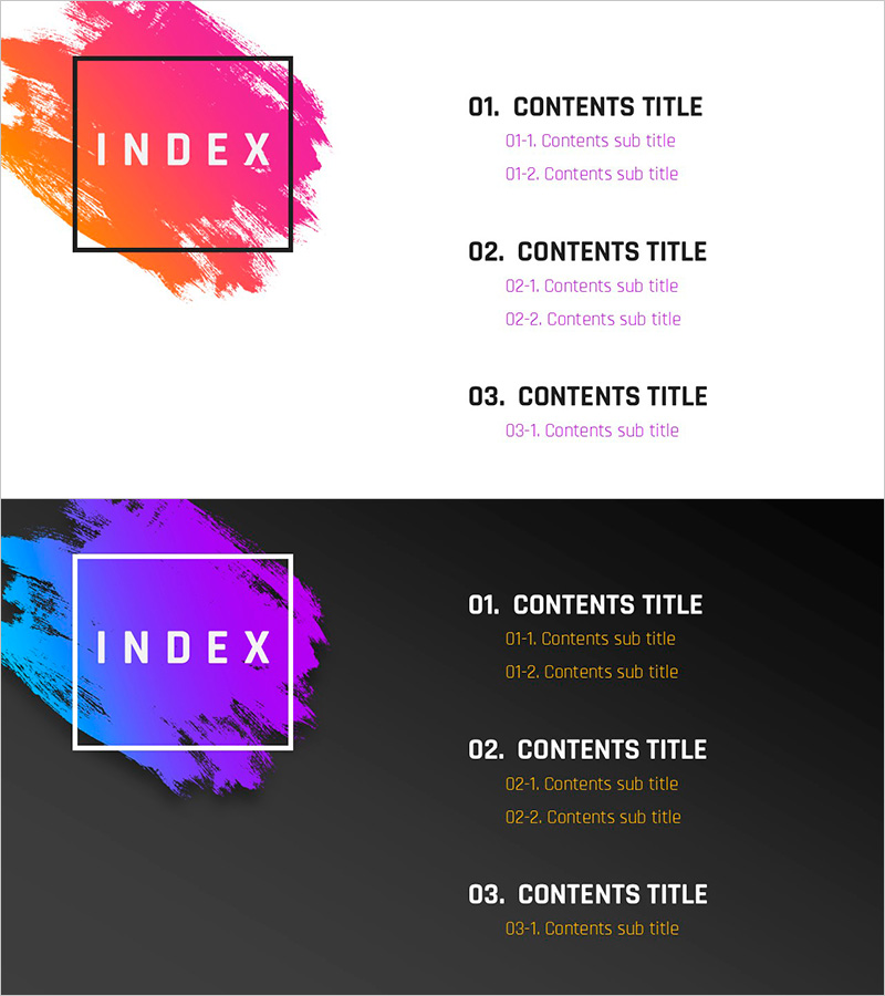 그라데이션 피피티 와이드 템플릿 목차