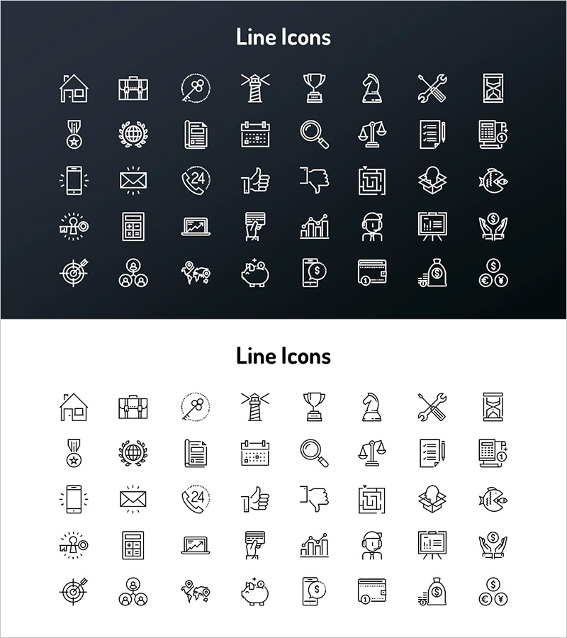 라인 아이콘 슬라이드 템플릿 – 다양한 목적으로 활용 가능한 디자인