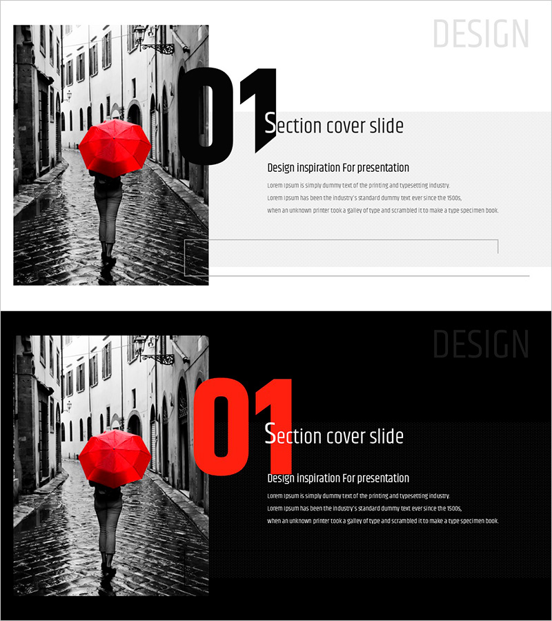 모던 와이드 파워포인트 템플릿 간지 – 섹션 전환을 위한 디자인