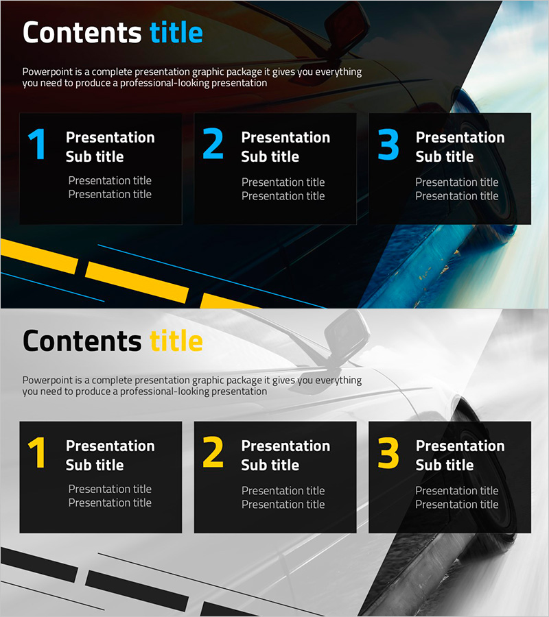 자동차 와이드 템플릿 표지 – 프로페셔널한 목차 디자인