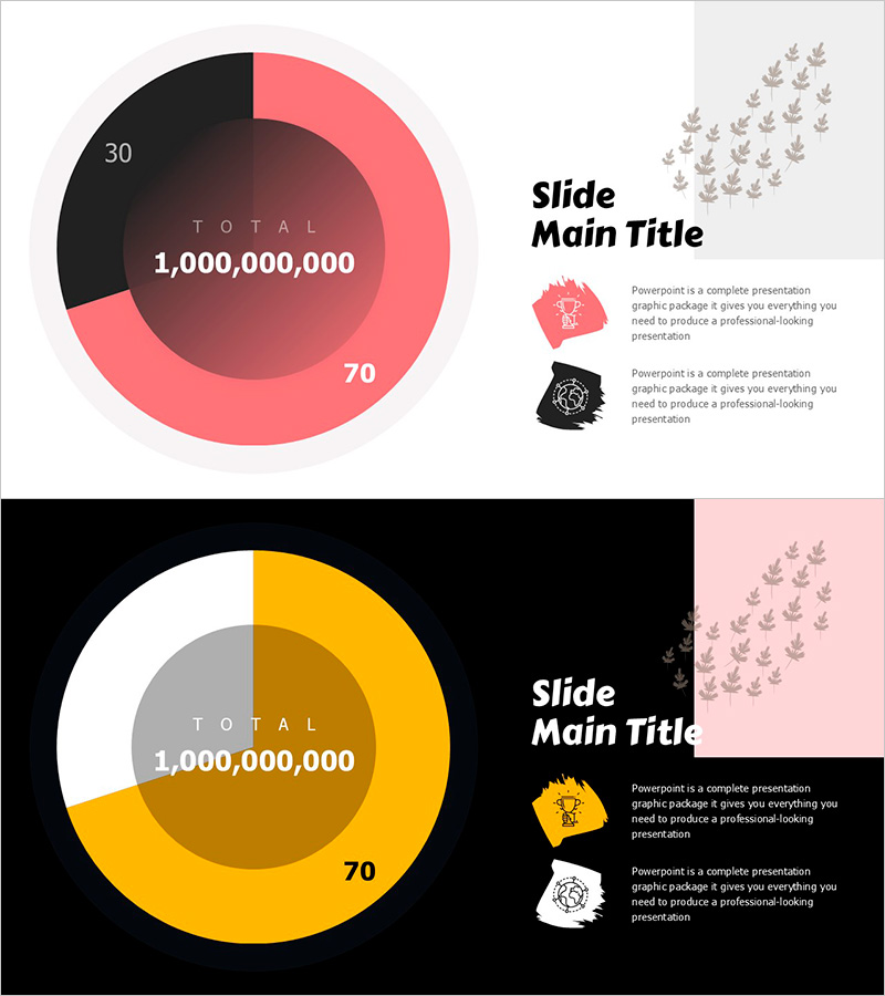 봄 파스텔 와이드 파워포인트 템플릿 파이차트