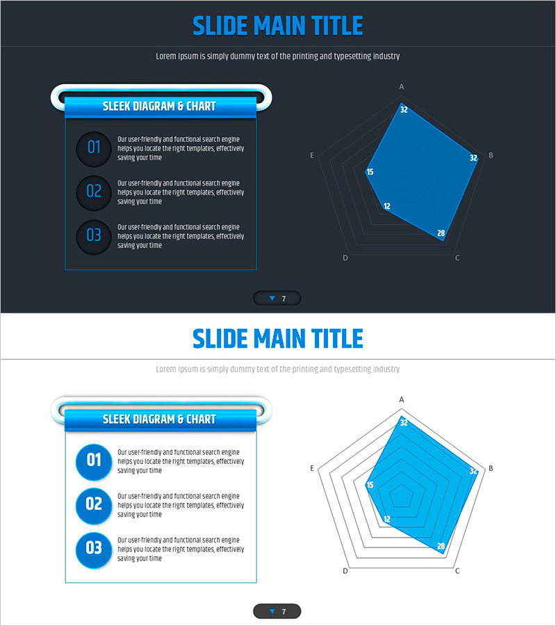 4색 인포그래픽 템플릿 방사형 그래프