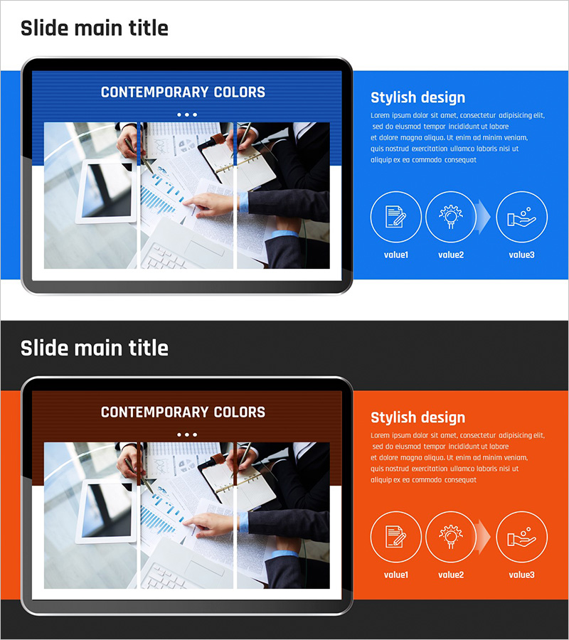 스타트업 비즈니스 서비스 소개 – 현대적 색상으로 돋보이게