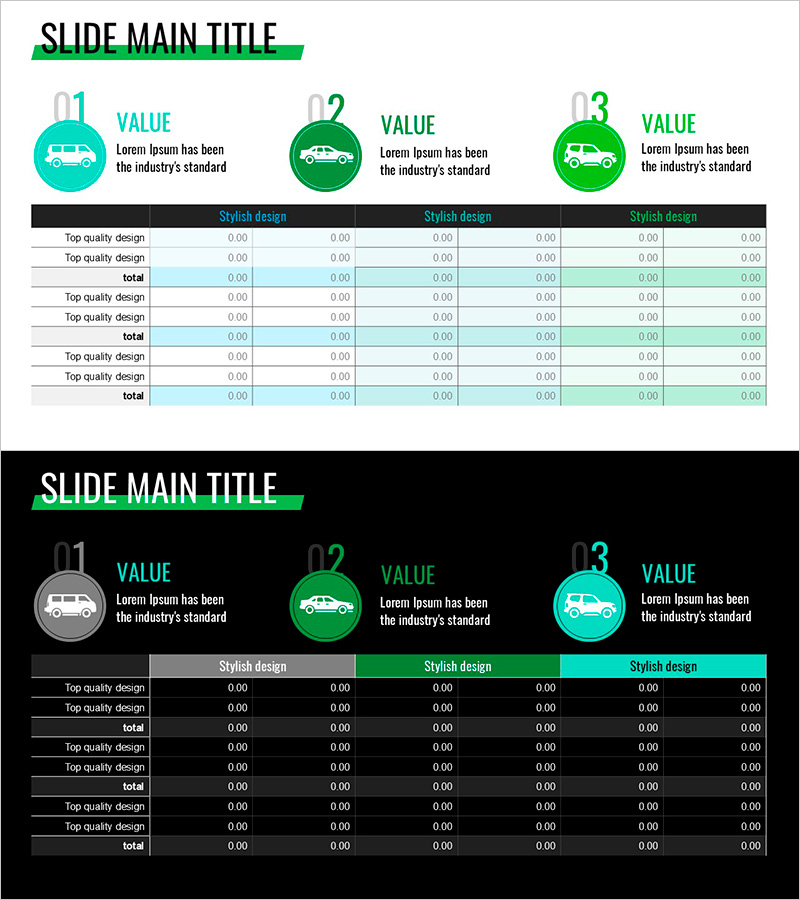 심플 자동차 와이드 프레젠테이션 테이블
