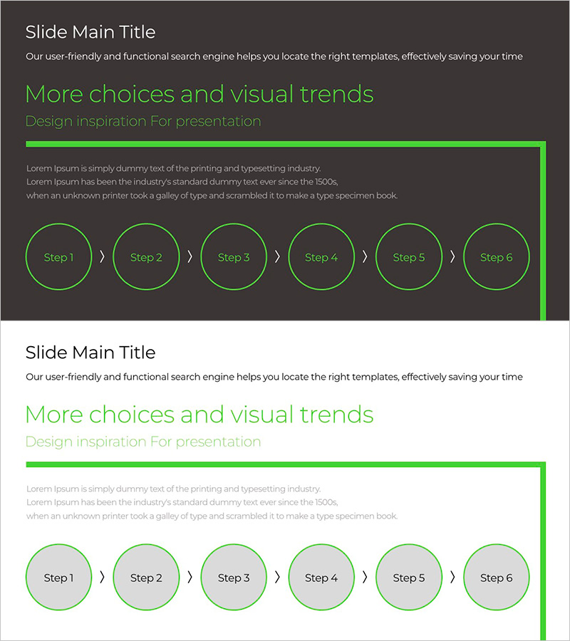 와이드 템플릿으로 운영계획 전달 – 그린&그레이 다이어그램
