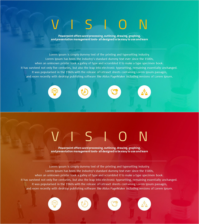 비전을 강조한 프레젠테이션 템플릿 - 효과적인 의사소통 지원