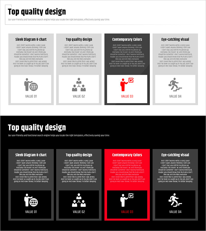 모던 와이드 PPT 템플릿 – 사각형 다이어그램
