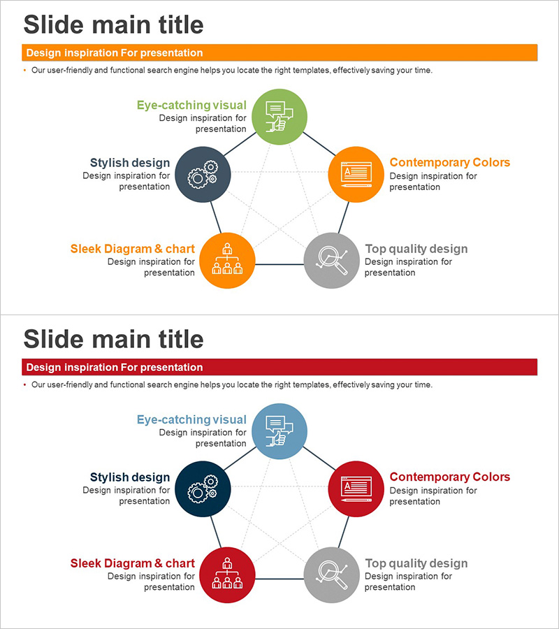 오각형 별 모양 다이어그램 – 사업 소개의 클러스터