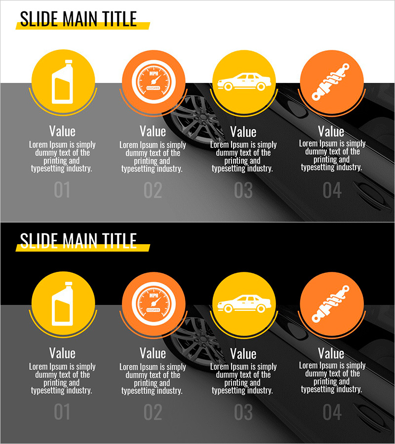 심플 자동차 와이드 프레젠테이션 다이어그램1 – 비즈니스 소개