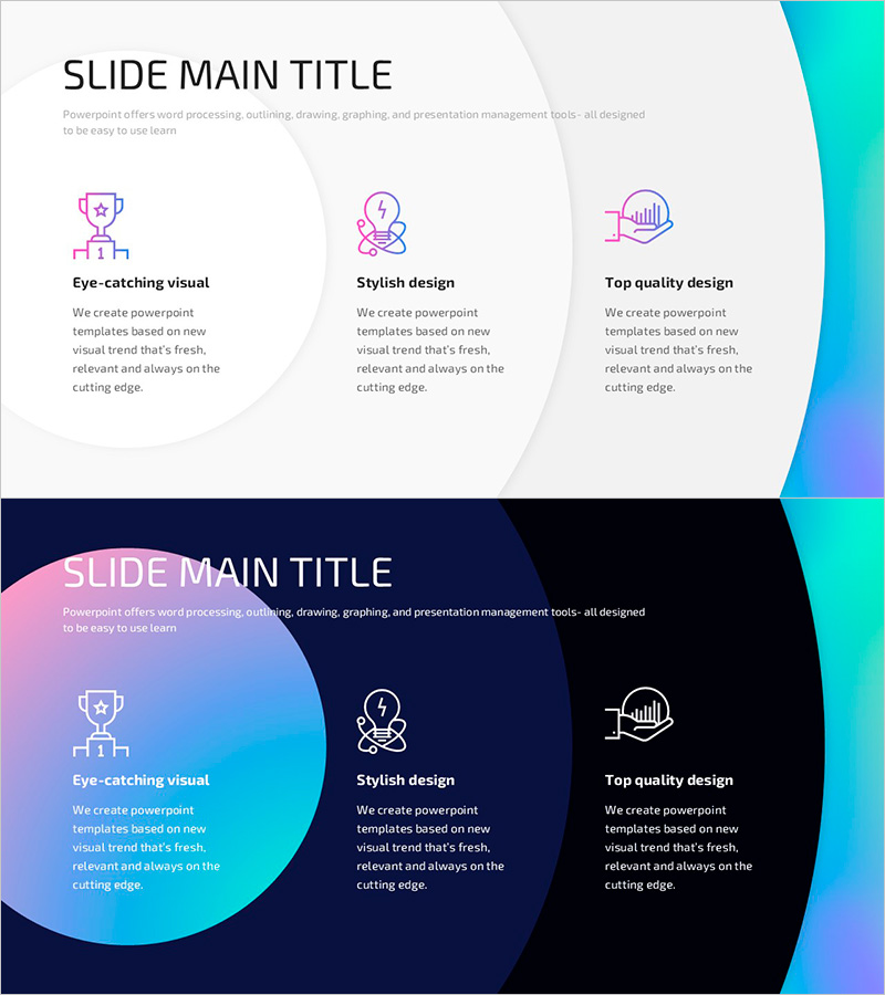 홀로그램 와이드 PPT 아이콘&텍스트로 시각화한 사업 목표 명세