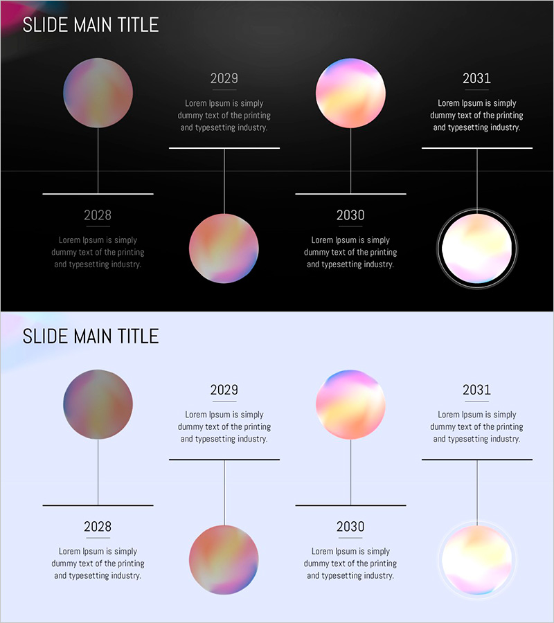 원형 그라데이션 와이드 템플릿 연혁