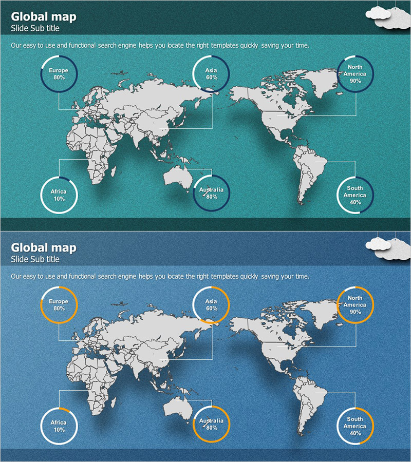 국가별 현황 분석 지도 슬라이드 템플릿