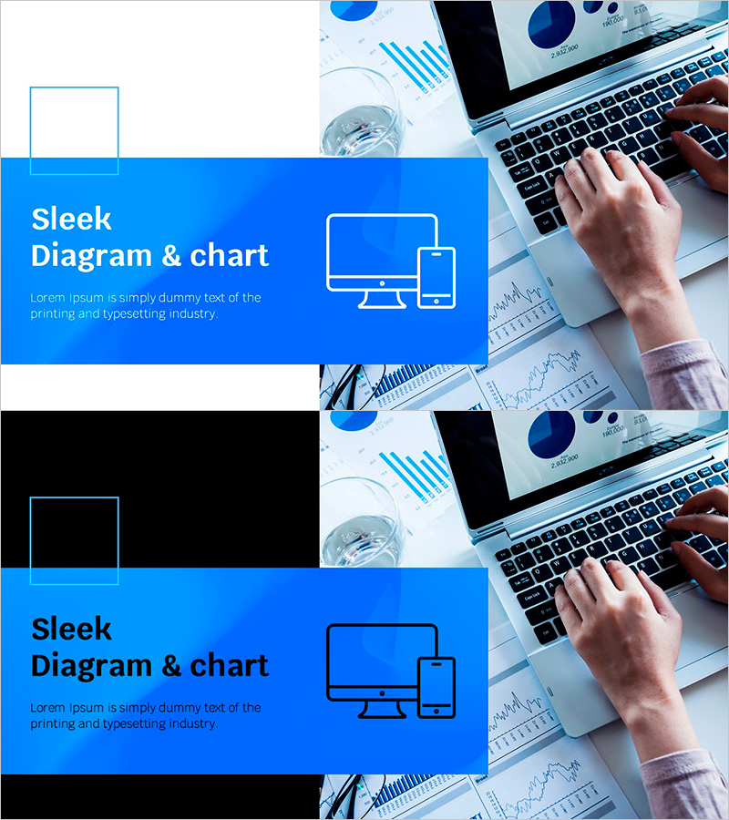 블루라인 와이드 템플릿으로 제품 및 서비스 소개
