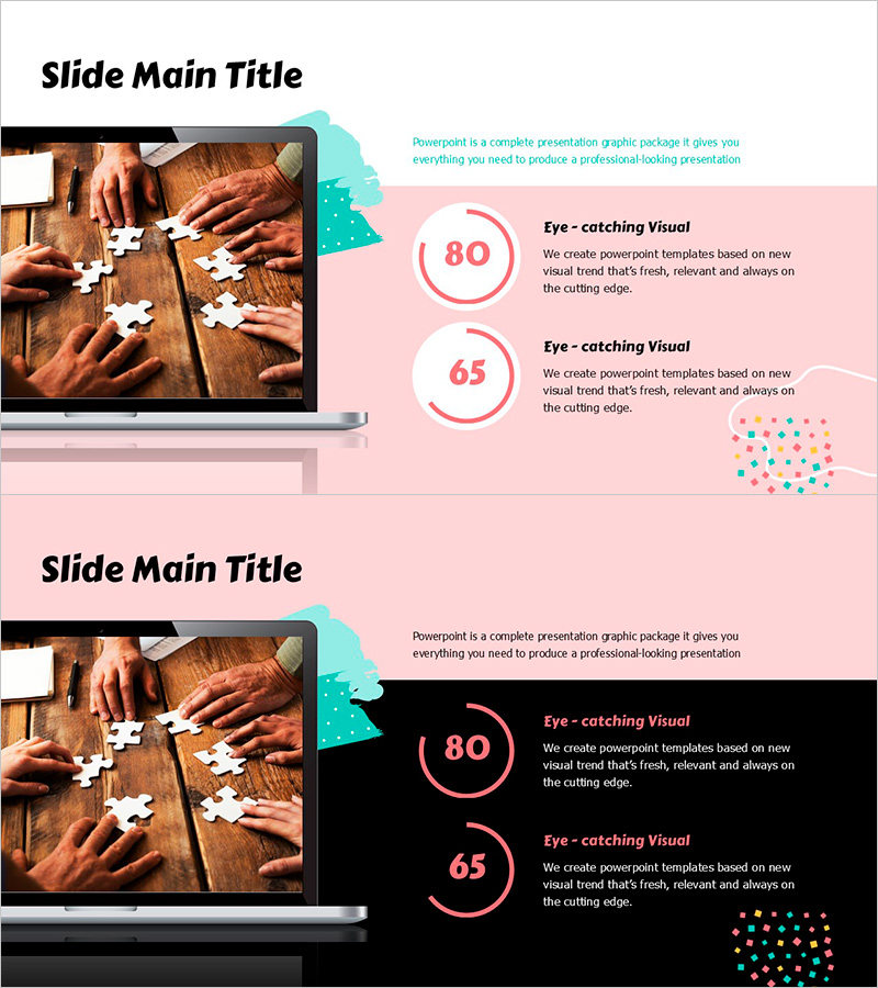 봄 파스텔 와이드 파워포인트 템플릿 목업&도넛차트