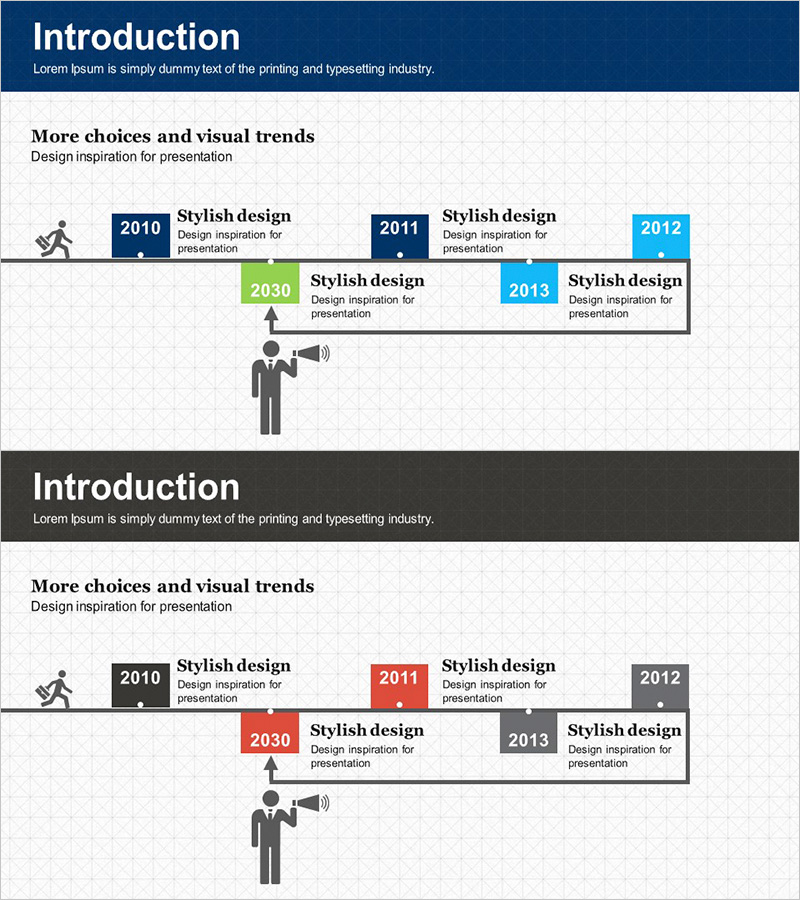비지니스 맨 연혁 다이어그램 – 성장과 발전의 기록