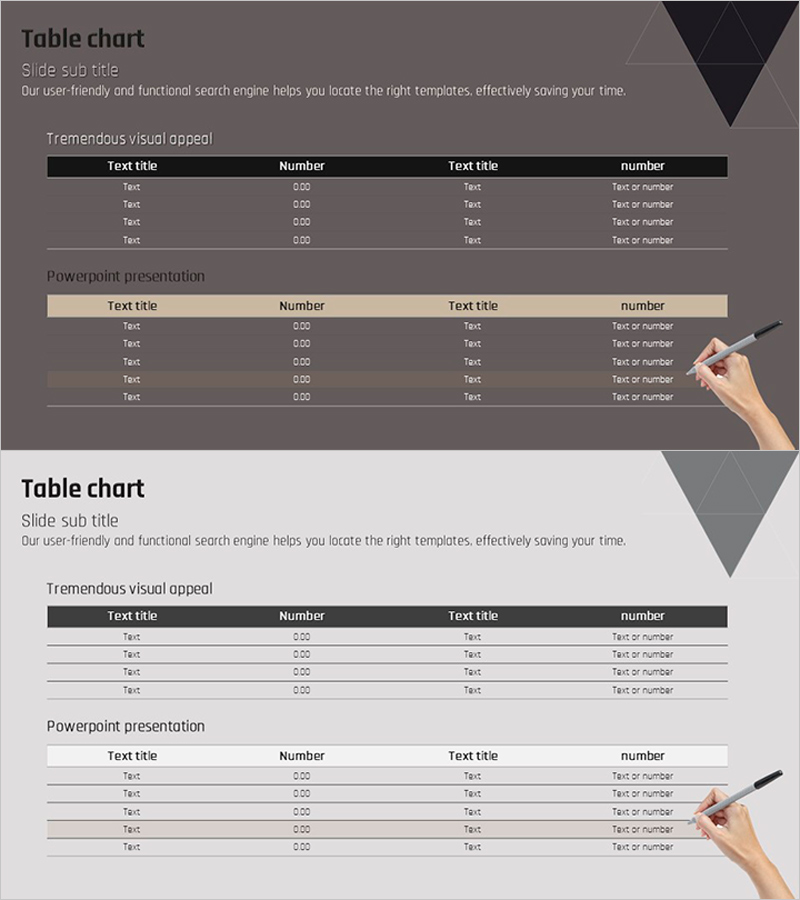 삼각형 내지 테이블차트 프레젠테이션 슬라이드