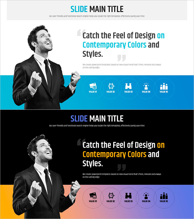 신문 와이드 파워포인트 템플릿 – 도전과 성공