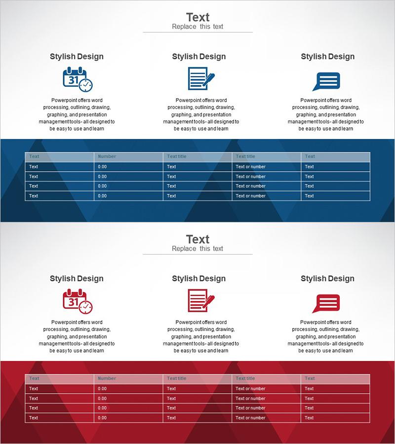비즈니스 분야 소개 및 테이블 슬라이드 - 클러스터 디자인