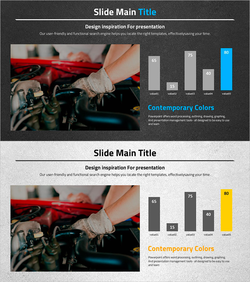 자동차 와이드 템플릿 세로막대 그래프 – 시장 분석 및 경쟁 우위