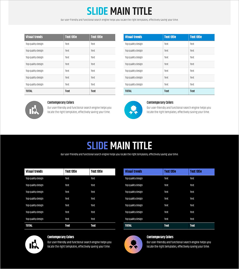재무 계획을 위한 신문 와이드 PPT 템플릿 테이블