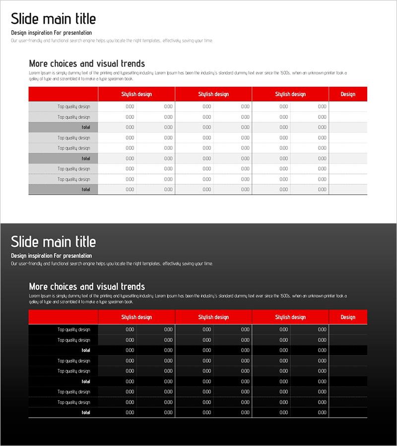 종이접기 템플릿 비전 테이블 – 재무 성과 전시
