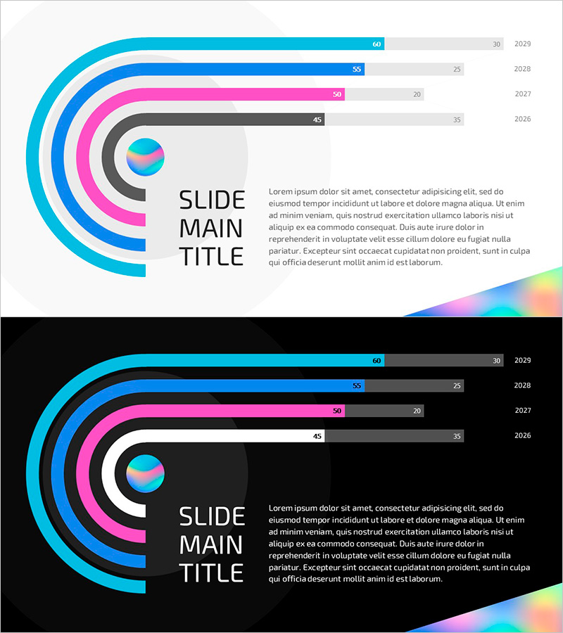 홀로그램 와이드 PPT 유선형 그래프
