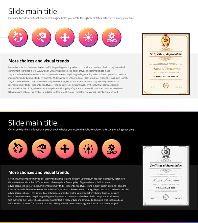 소셜 네트워크와이드 템플릿으로 수상 및 특허 소개