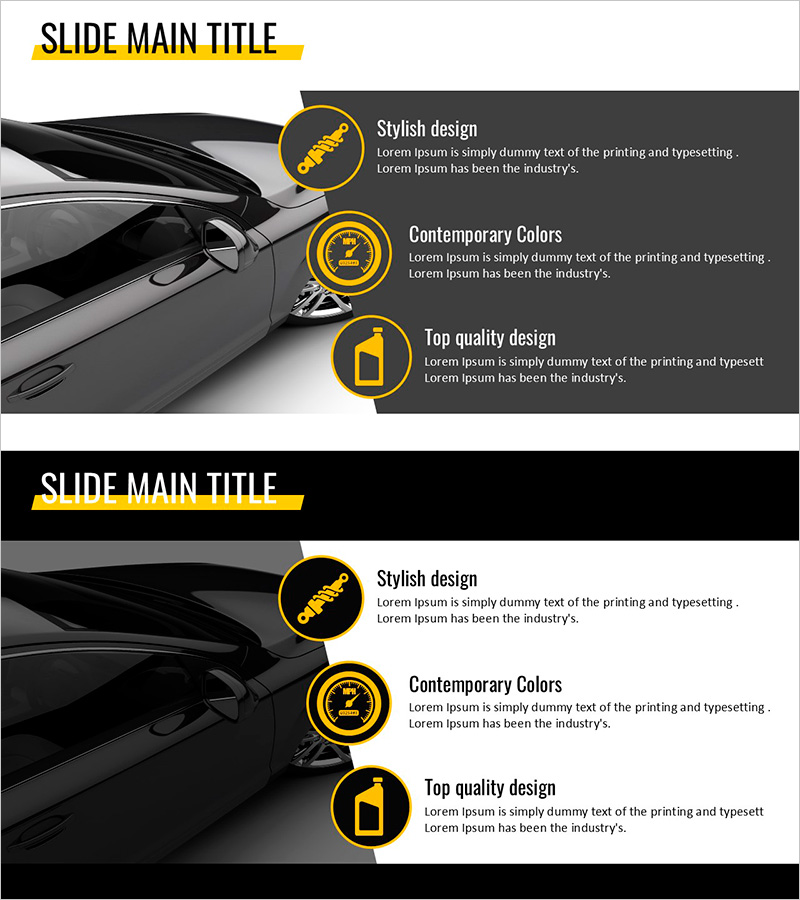 심플 자동차 아이콘&텍스트를 활용한 제품 소개 슬라이드