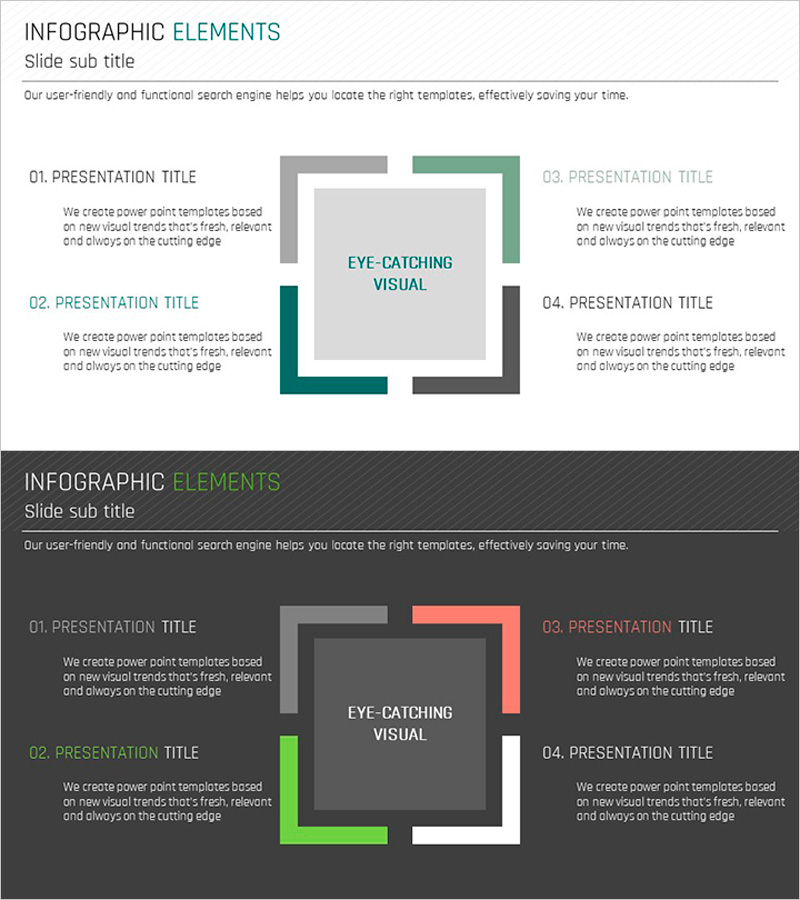 모서리 강조 확산 다이어그램 – 사업 전략 시각화