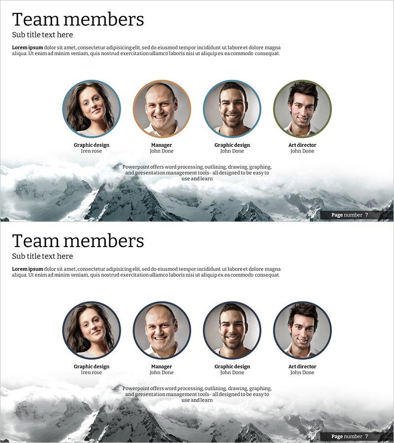 설산테마 인력 소개 슬라이드 – 강력한 팀 소개