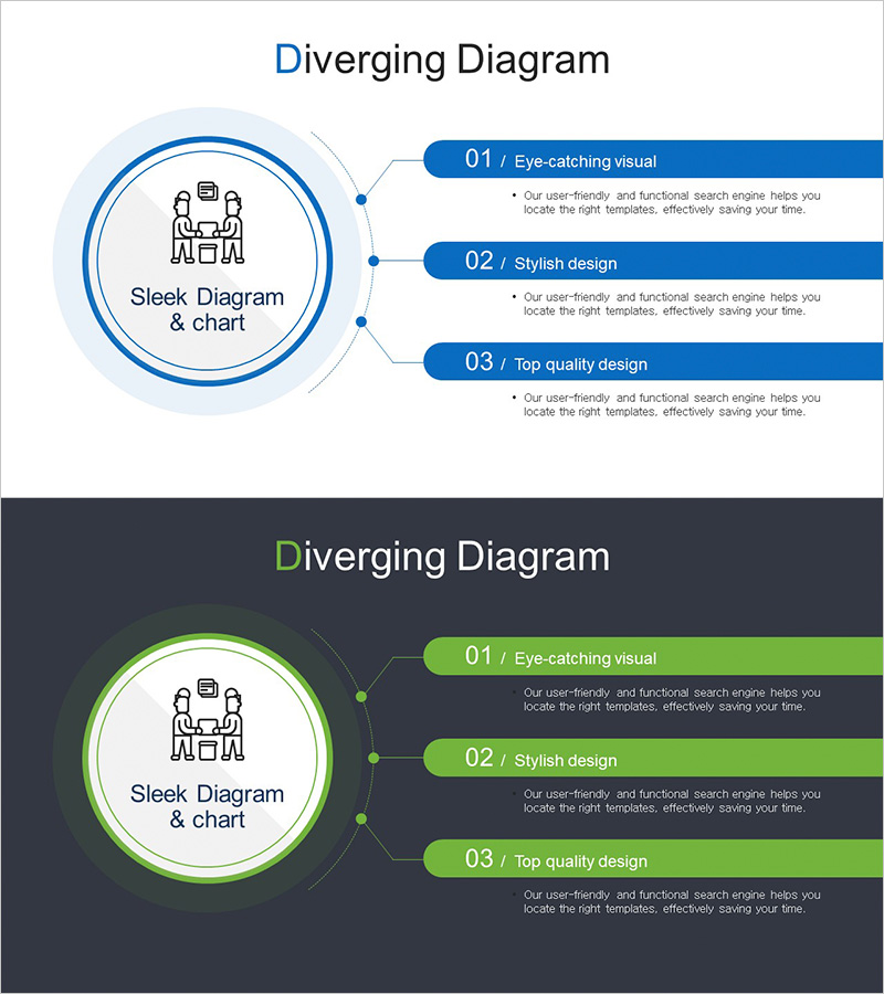 비즈니스 미팅 전략을 시각화한 다이어그램 슬라이드