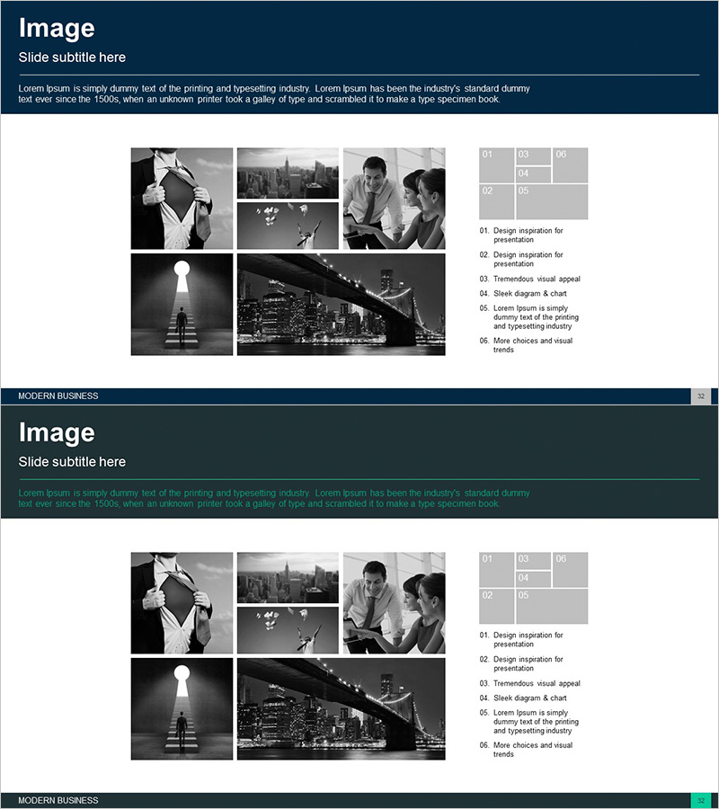 6가지 프로그램 소개 – 모던 비즈니스 다이어그램