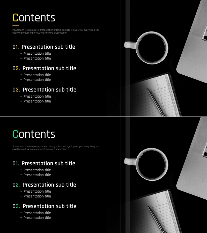Modern Office Theme Template Contents – Professional Composition