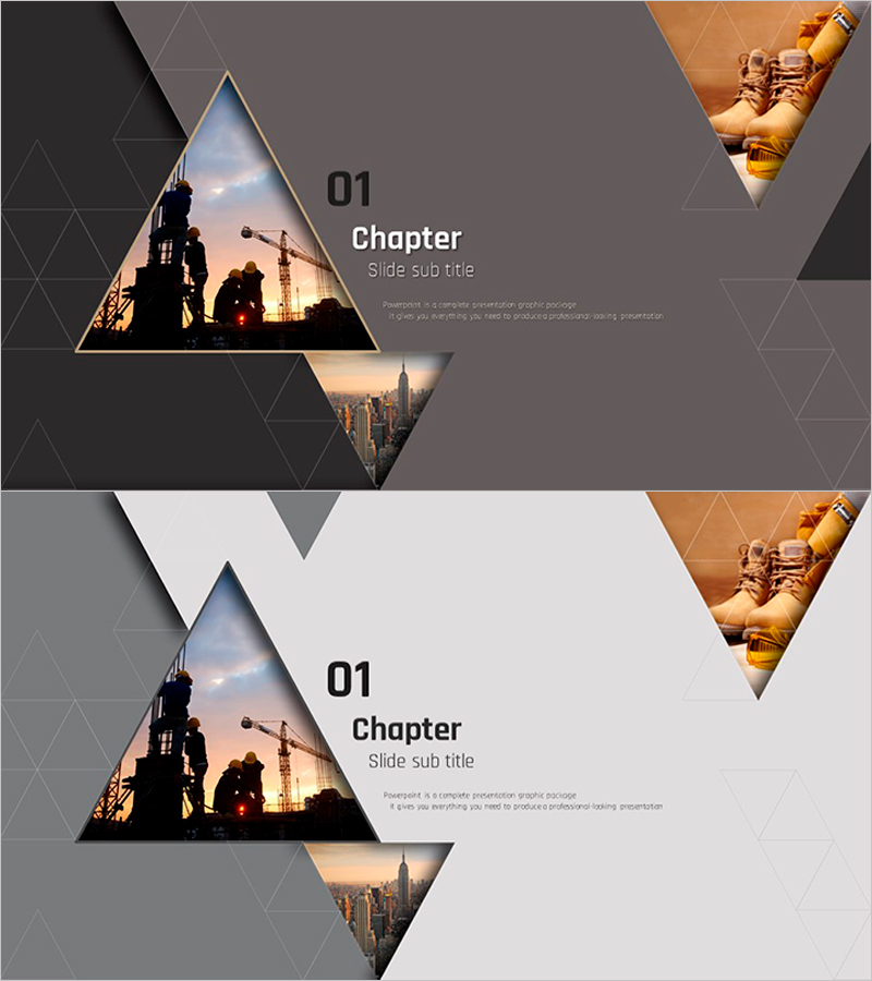 삼각형 프레임의 건축 템플릿 간지