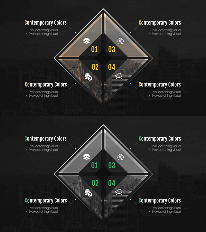 금융 비즈니스를 위한 사업영역 슬라이드 – 현대적 다이어그램
