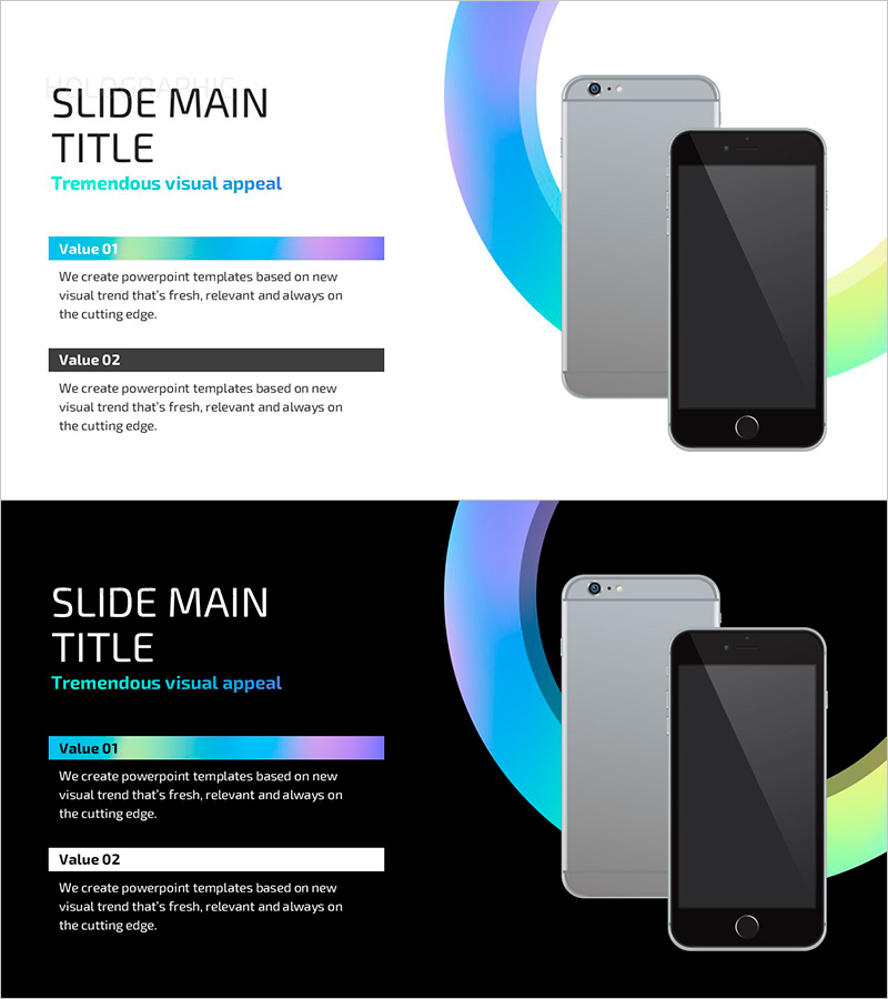 홀로그램 와이드 PPT 목업2 – 시각적 매력을 극대화한 슬라이드