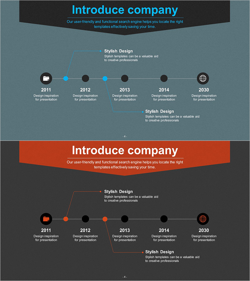 회사 연혁 미니 다이어그램 – 간결하고 명확한 타임라인