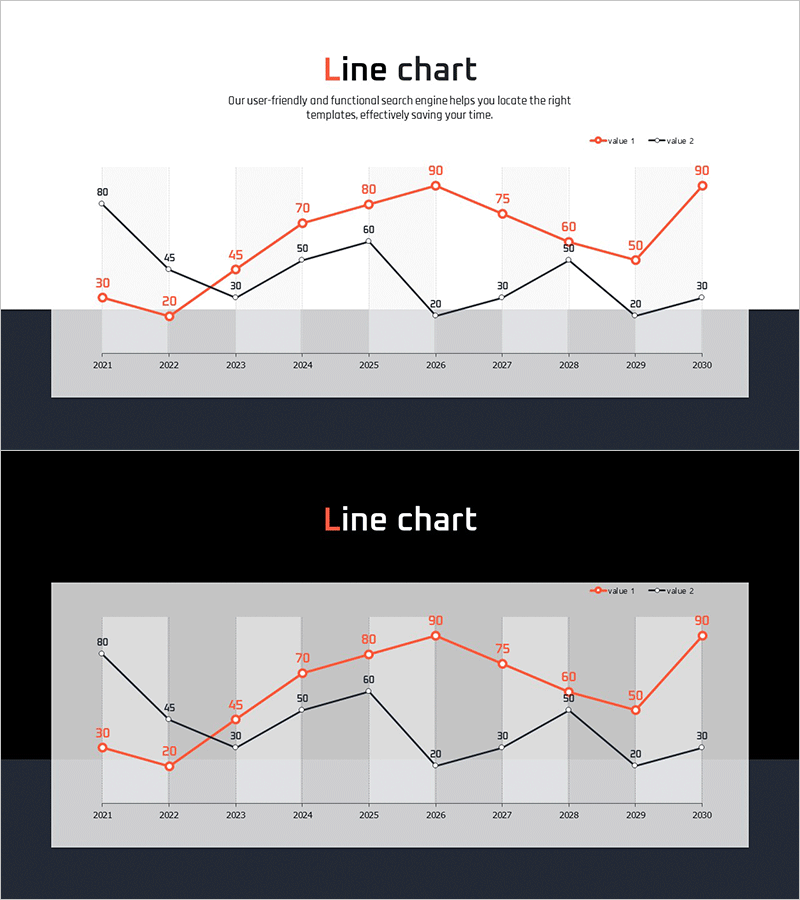 연도별 비교 분석 꺾은선 그래프 – 시장 통찰력 제공