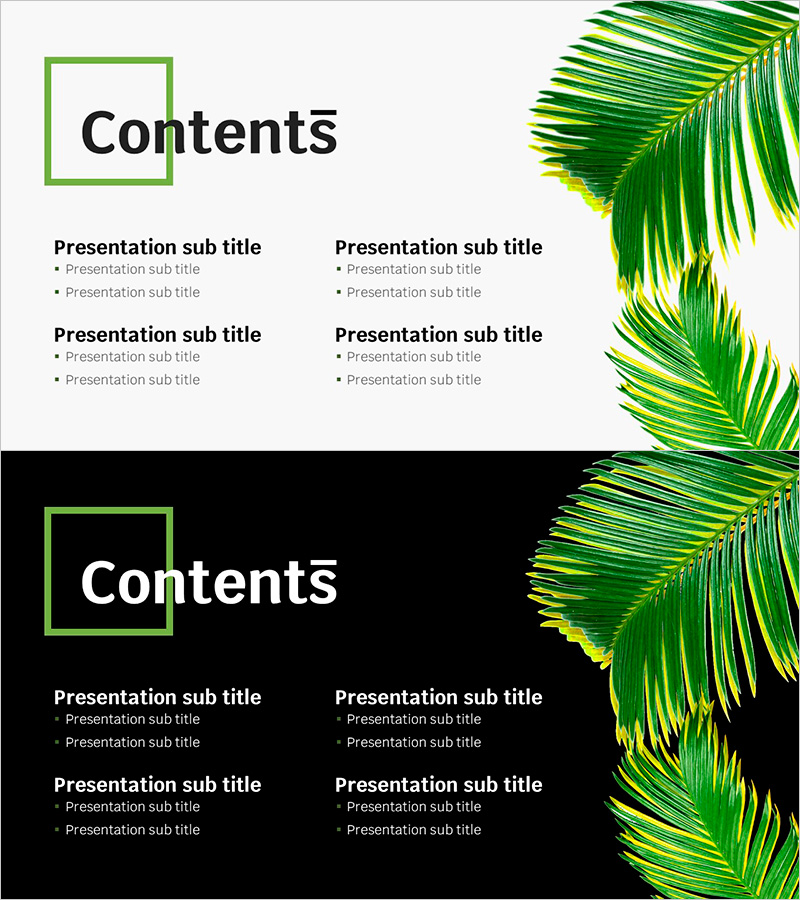 트렌드 컬러 와이드 템플릿 표지 – 목차 슬라이드