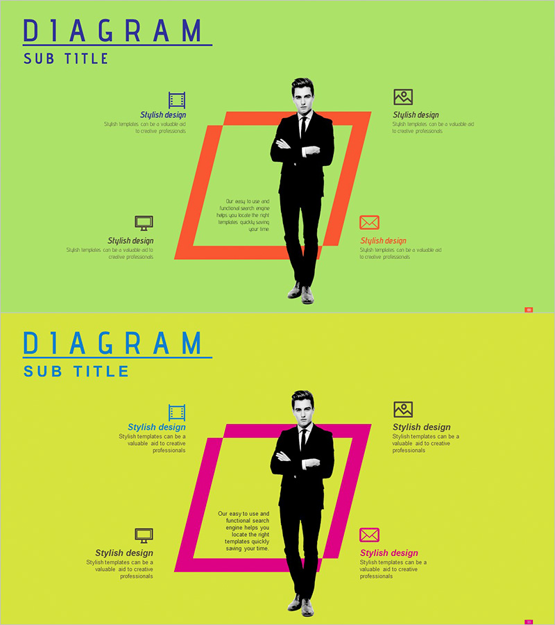 사업분야 사각액자 다이어그램 – 풍부한 사업 영역 전달
