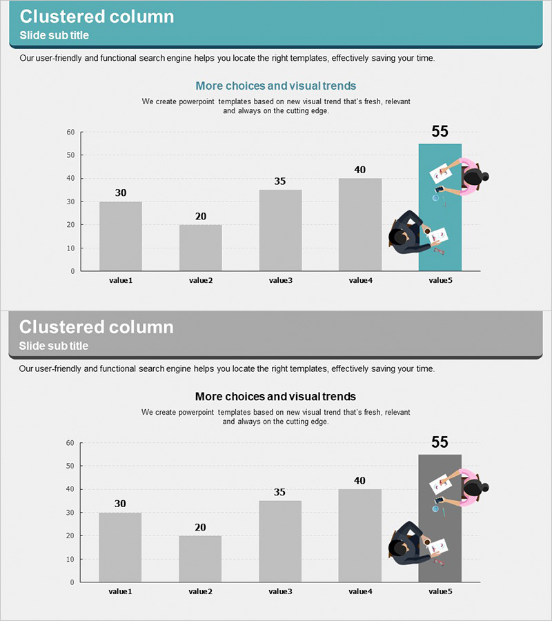 비즈니스 회의 분석 막대그래프 슬라이드 – 시장 및 경쟁사 분석
