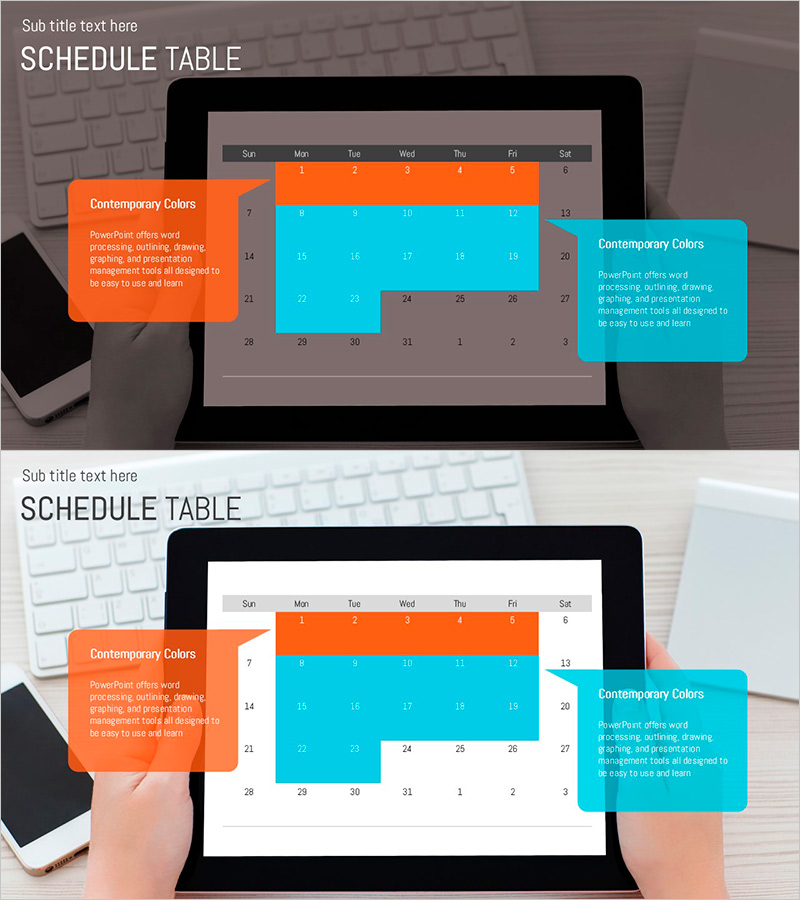 삼각패턴 스케줄 테이블 템플릿 – 조직적 구성