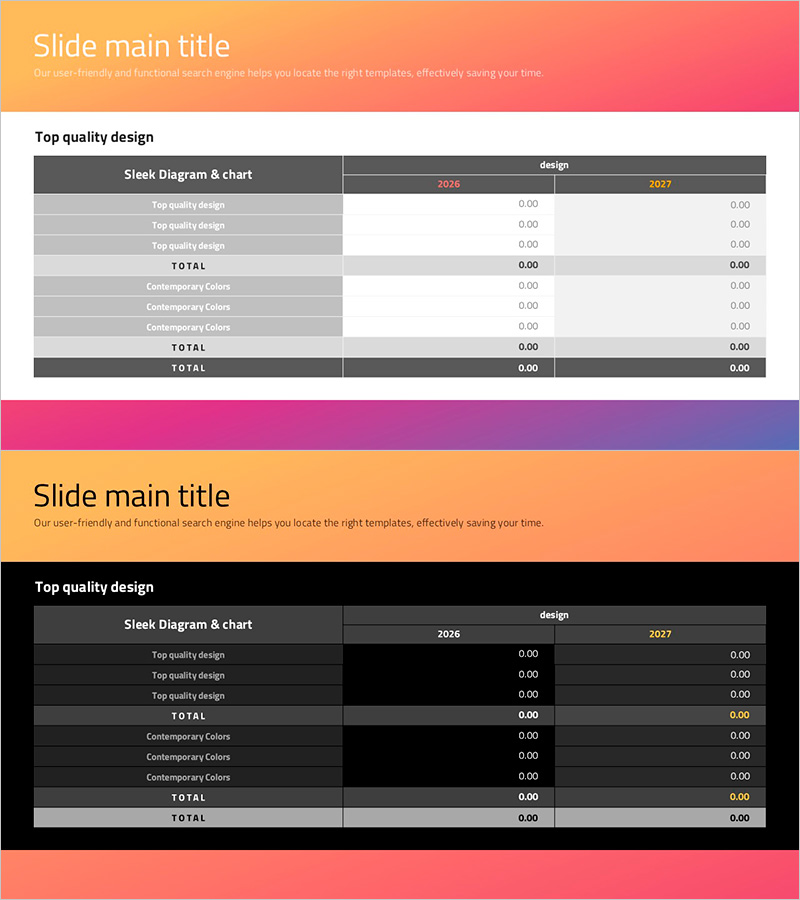 소셜 네트워크 사업추진 전략을 시각화한 테이블 슬라이드