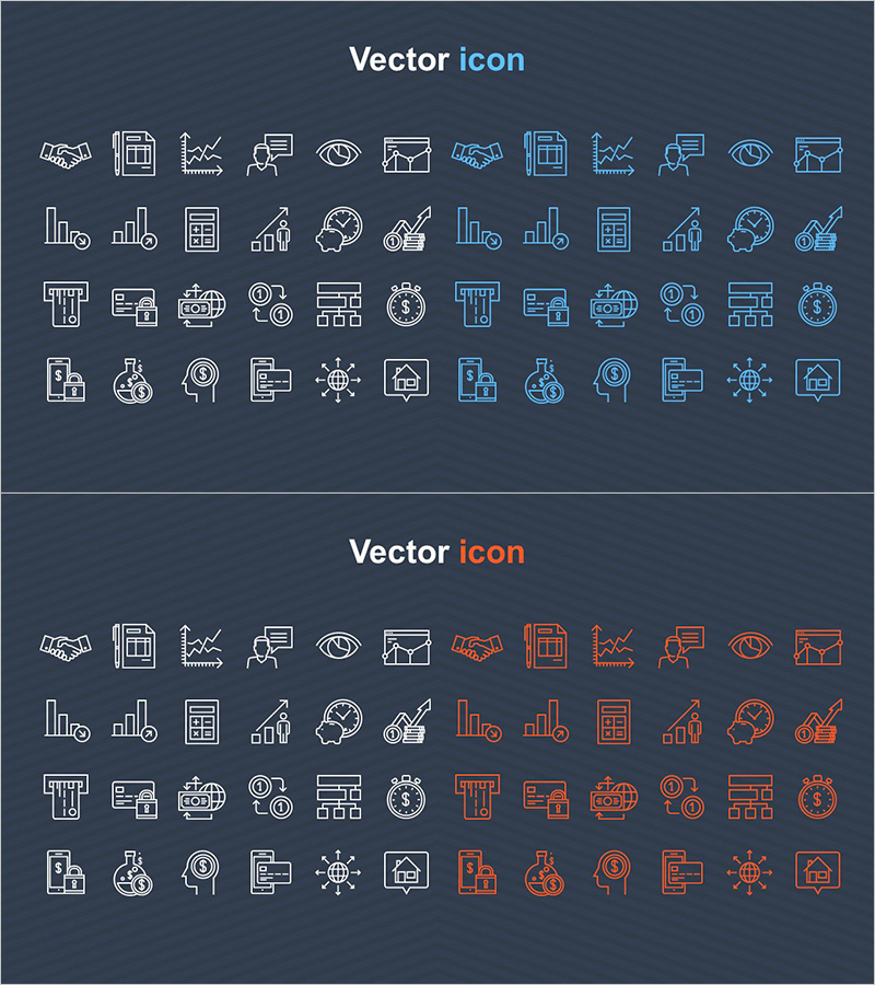 비즈니스와 데이터 분석을 위한 아이콘 슬라이드 – 실용적인 디자인