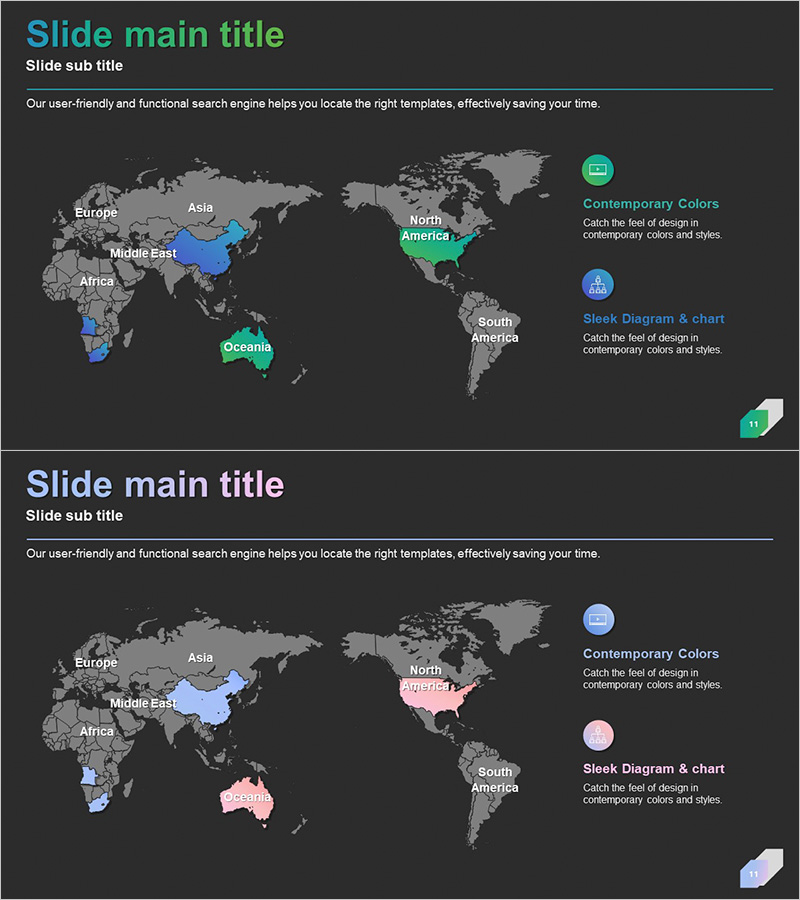그라데이션 테마 글로벌 지역 지도