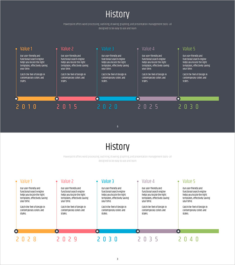 심플 PPT 와이드 템플릿 연혁