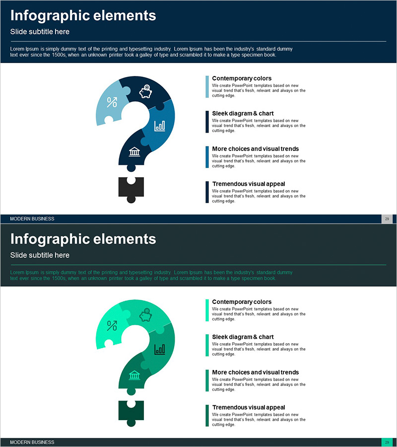 물음표 모양 다이어그램 – 사업 영역과 연결을 시각화
