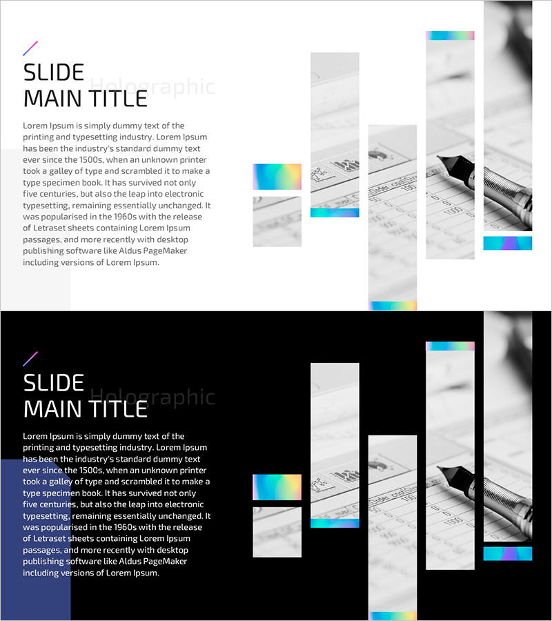 홀로그램 와이드 PPT 이미지&텍스트 – 사업비전 및 전략을 담은 표현